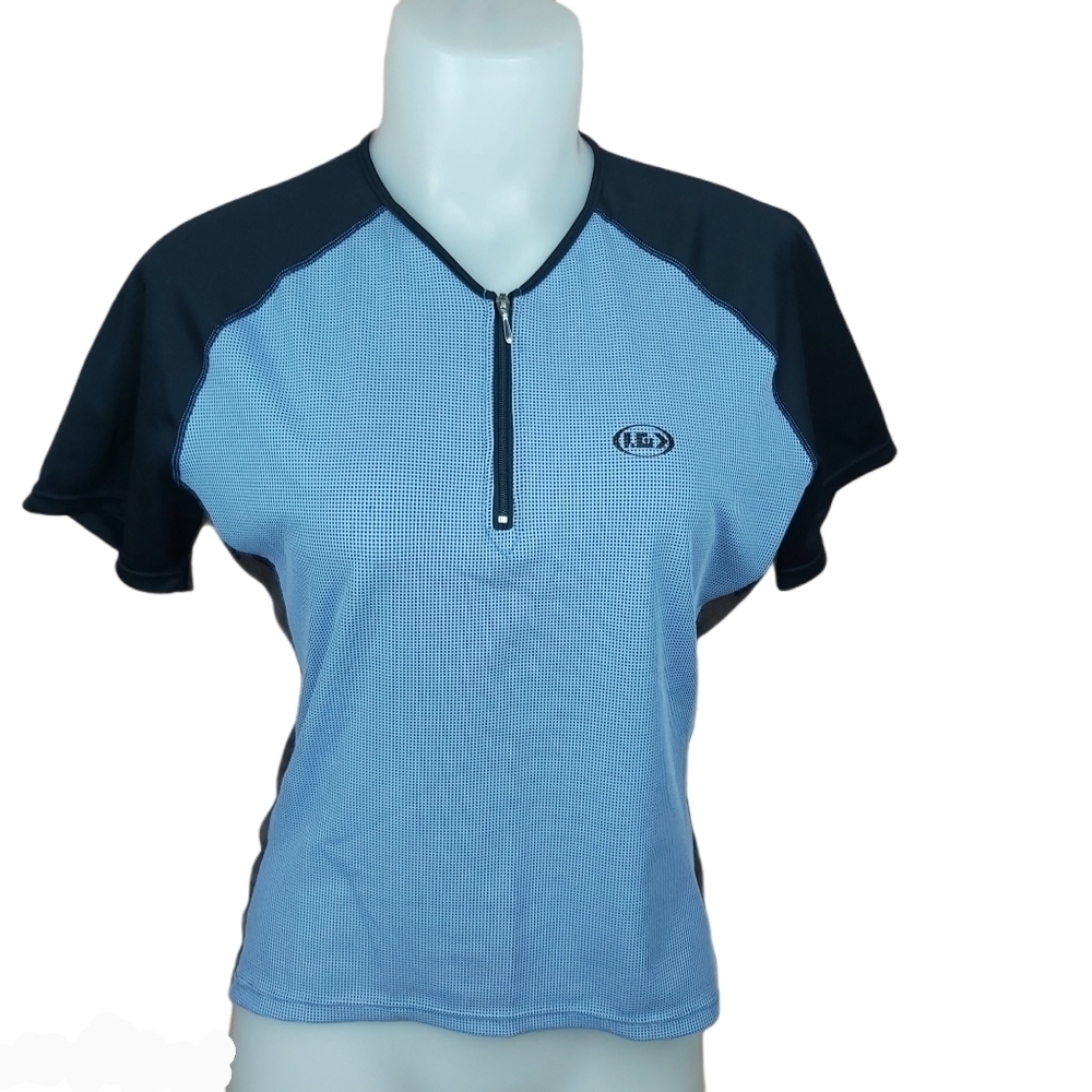 🍄3/50$🍄 Louis Garneau cycling 1/4 zip short sleeve bike shirt back pockets